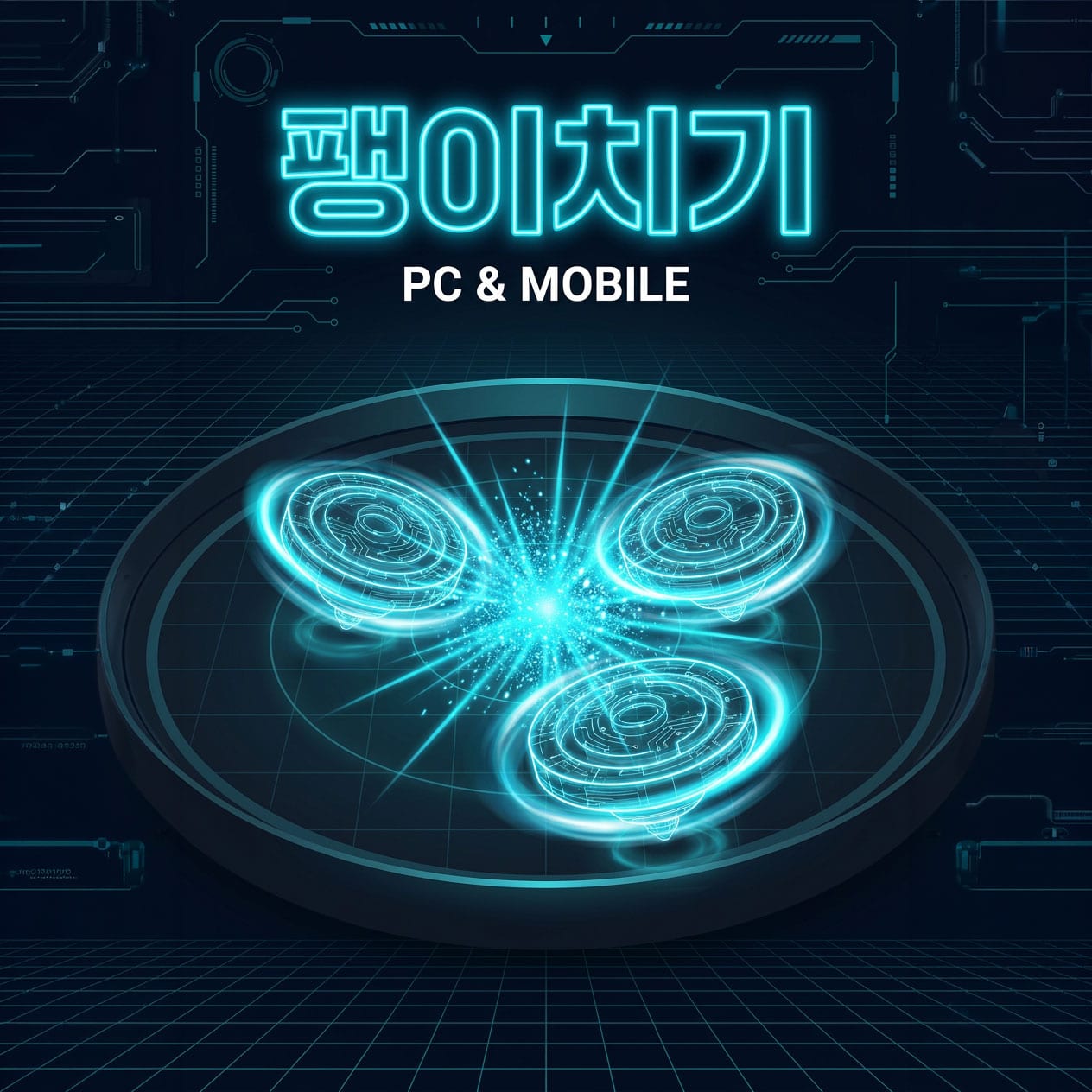 3개의 팽이가 싸우고 있다