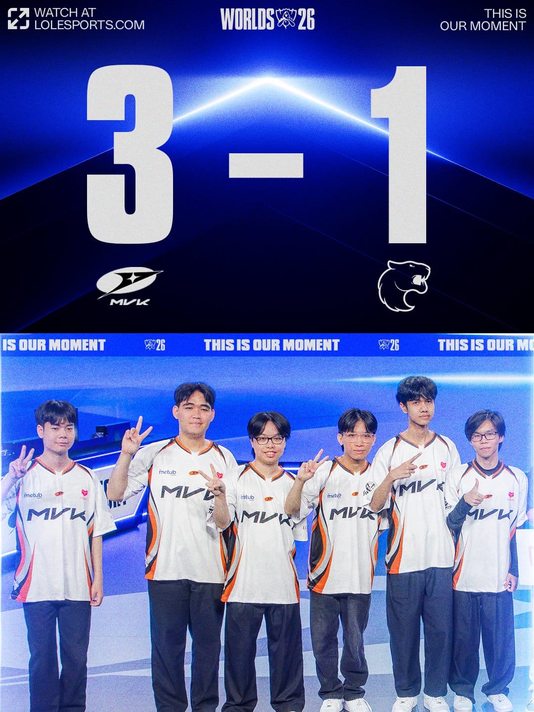MVK3–1FURIA 점수와MVK 선수단을 담은 공식 승리 이미지