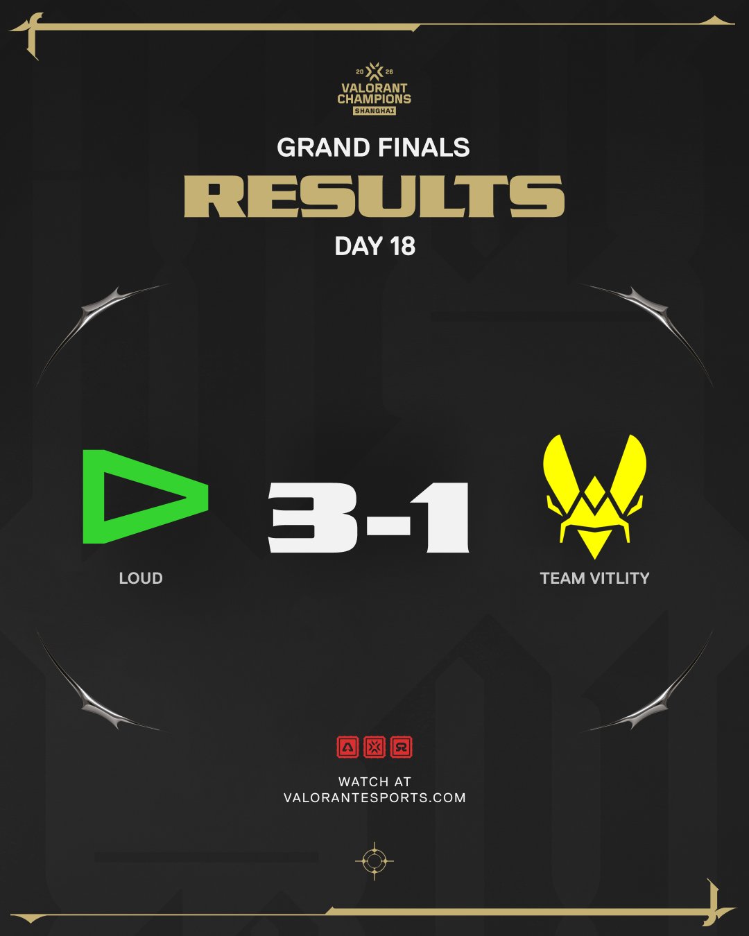 LOUD 대 TEAM VITALITY의 챔피언스 상하이 결승 결과 3–1 공식 카드