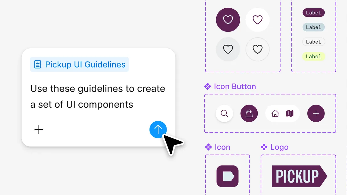 Pickup UI Guidelines 문서를 참조해 버튼과 아이콘을 만드는 Figma 공식 제품 예시
